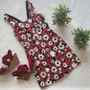 Zara Red and White Floral Sheath Dress